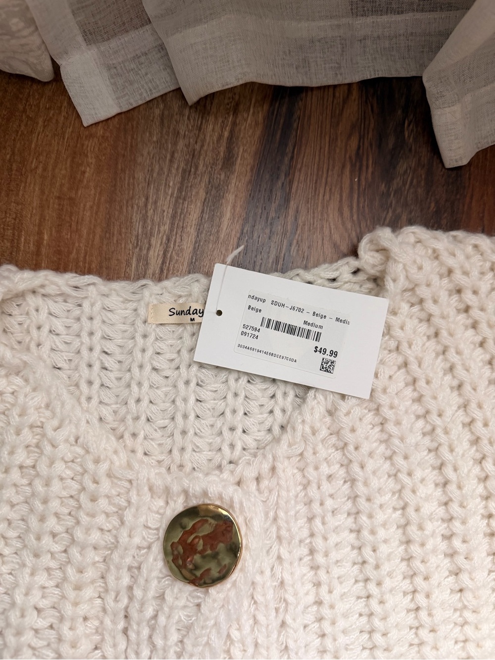 Sunday Ivory Chunky Knit Button Cardigan - Picture 2 of 3